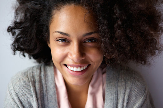 Beautiful african american woman face smiling