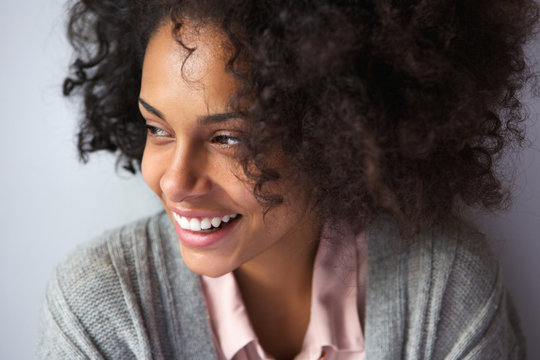 Happy african american woman smiling