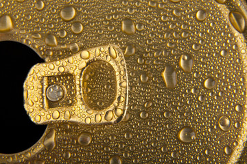 jar of beer in drops of water