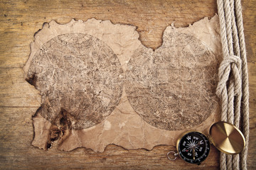 old maps and compass