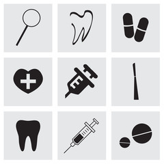 Vector black dental  icons set