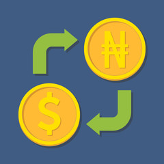 Currency exchange. Dollar and Naira.