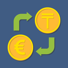 Currency exchange. Euro and Tenge.