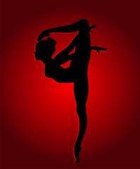 Fototapety  Elastyczna tańcząca dziewczyna w czerwonym świetle