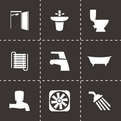 Vector black bathroom icons set