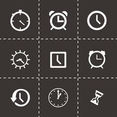 Vector black clock icons set