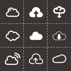 Vector black cloud icons set