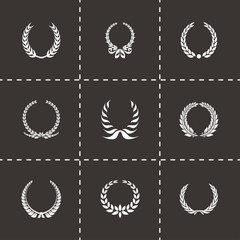 Vector black laurel wreaths icons set