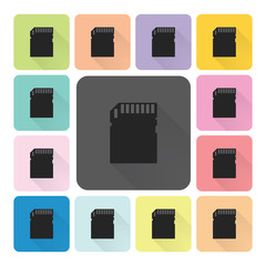 Memory card Icon color set vector illustration