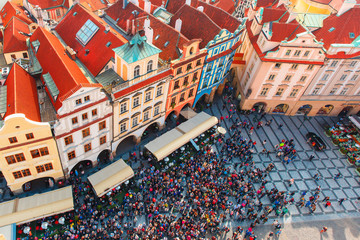 Aerial view over Old Town in Prague, Czech Republic