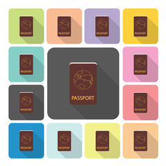 Passport Icon color set vector illustration