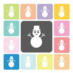 Snow man Icon color set vector illustration