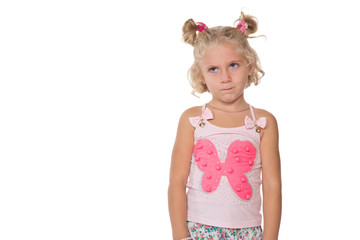 Upset little blonde girl
