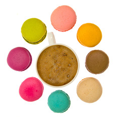 Sweet Tasty Macaroons Isolated on White Background