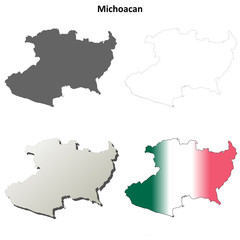 Michoacan blank outline map set