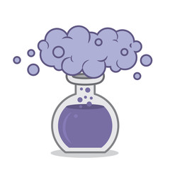 Chemistry beaker with purple smoke reaction