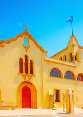 old Italian styled building in Kalymnos island in Greece