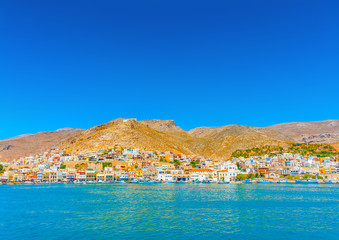 Fototapeta na wymiar view of the main port of Kalymnos island in Greece