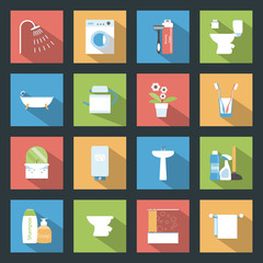 Bathroom flat icons set