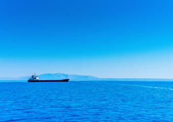 cargo ship in Greek waters at dodecanese islands