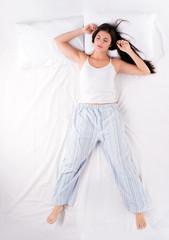Naklejka premium Woman sleeping in free fall position