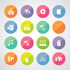movie and media icon set
