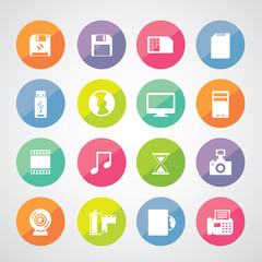 Computer and storage icons set