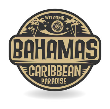 Stamp or label with the name of Bahamas