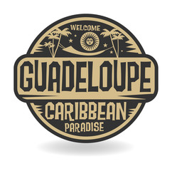 Stamp or label with the name of Guadeloupe
