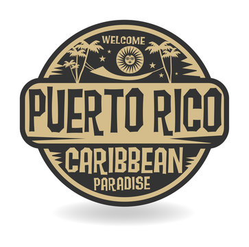 Stamp or label with the name of Puerto Rico