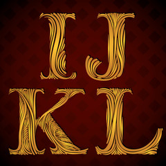 Floral letters i j k l.