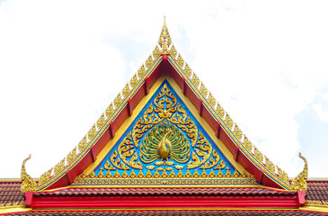 Traditional Thai style pattern on the roof in temple