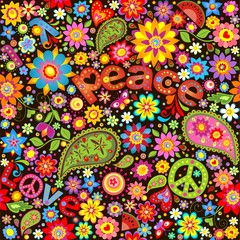 Fototapeta premium Wallpaper with hippie symbolic