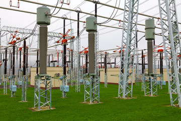 Part of high-voltage substation with switches and disconnectors