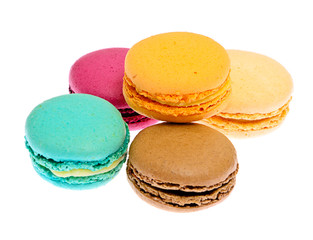 Sweet Tasty Macaroons Isolated on White Background
