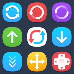 Set of arrows mobile icons in flat design