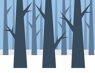 Blue forrest in the winter with snow