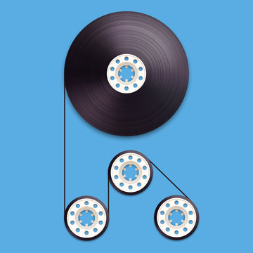 A vector illustration of a recordable babin of tape cassette.
