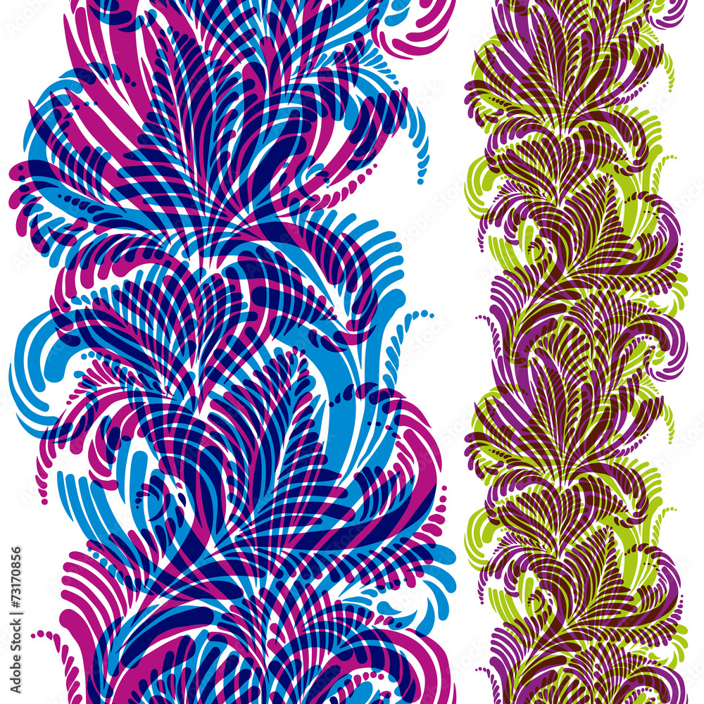 Poster ornate background with colorful vertical seamless pattern.