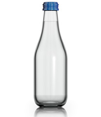 Glass bottle of water.