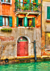 Fototapeta na wymiar A beautiful old house at Venice Italy. HDR processed