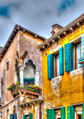 Panele Szklane  Piękny stary dom w Wenecji we Włoszech. Przetworzony HDR