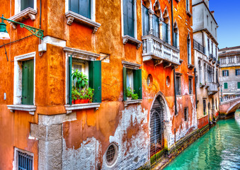 Fototapeta na wymiar Beautiful old building at Venice Italy. HDR processed