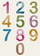 Halftone dots textured numbers.