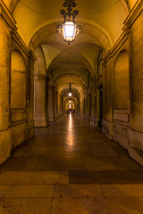 Archway in the Commerce Square. Lisbon, Portugal