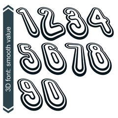 Geometric retro style graphic numbers in rotation, vector doodle