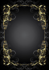 Golden frame on a black background