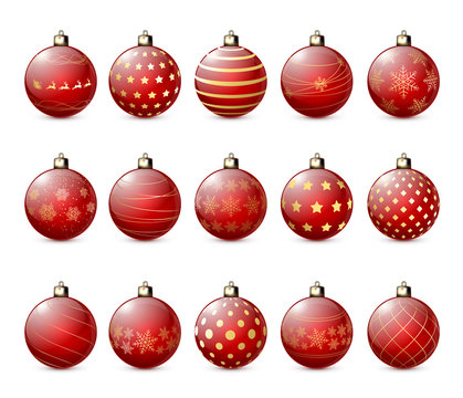 Set of red Christmas balls