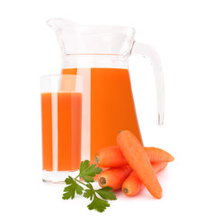 Carrot vegetable juice in glass jug