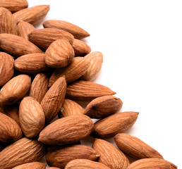 almond nuts isolated on white background close up
